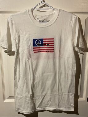 The Black Crowes White Graphic Short Sleeve Tee - Peace Flag Design